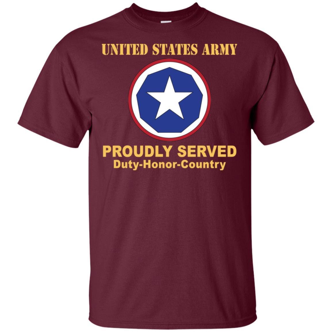 US ARMY 9TH SUPPORT COMMAND- Proudly Served T-Shirt On Front For Men-TShirt-Army-Veterans Nation