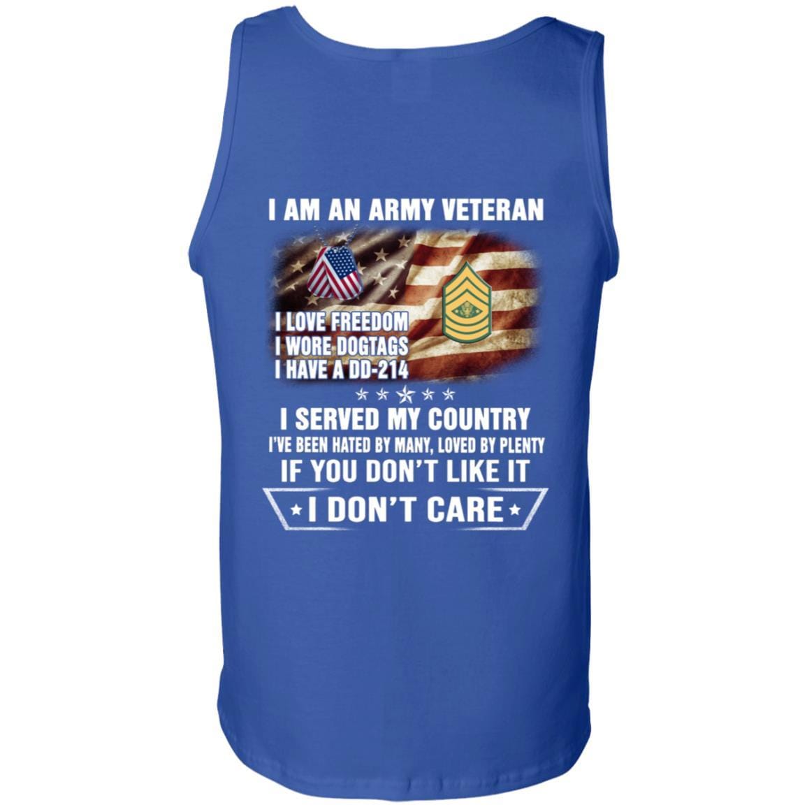 T-Shirt "I Am An Army Veteran" E-9 Sergeant Major of the Army(SMA)Rank On Back-TShirt-Army-Veterans Nation