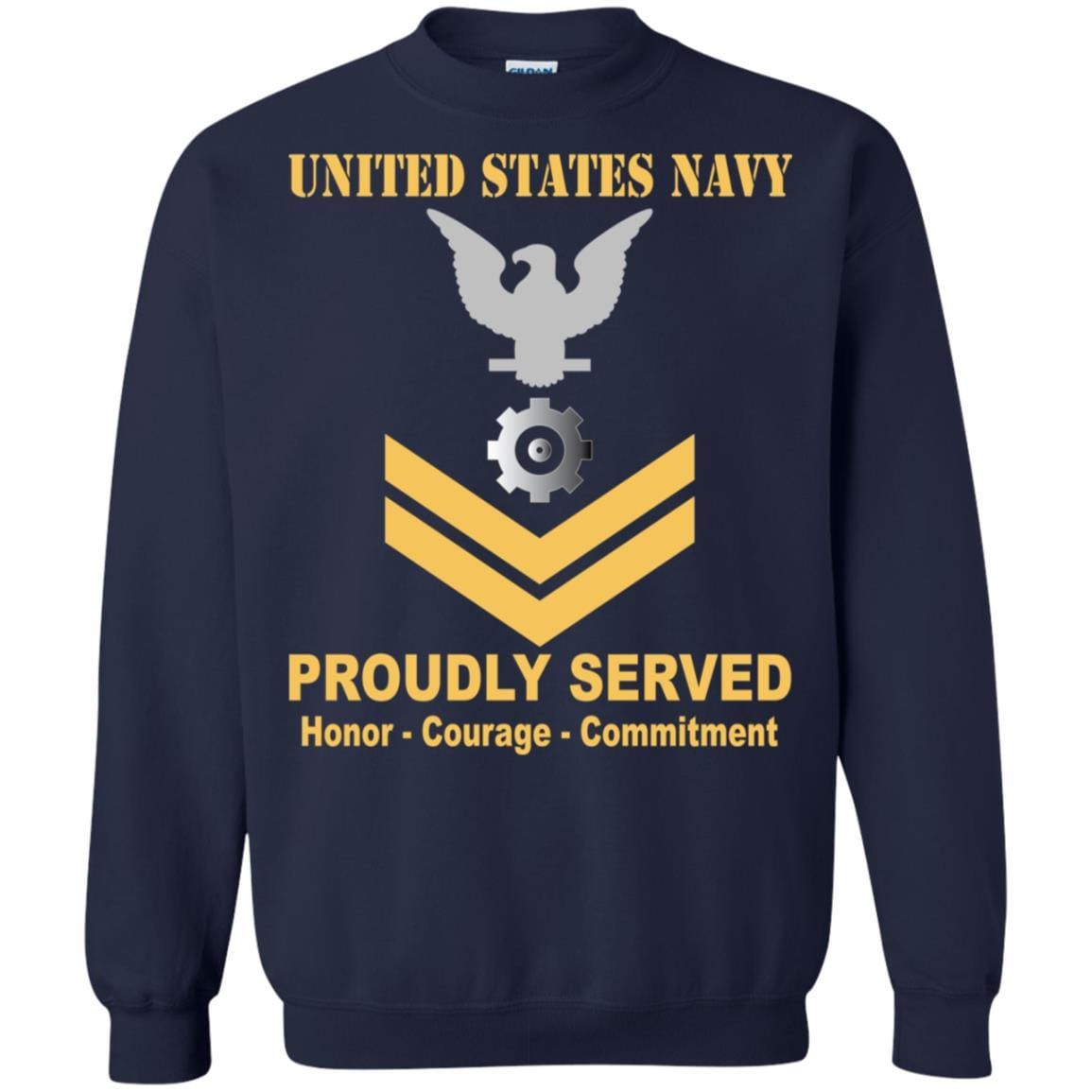 U.S Navy Engineman Navy EN E-5 Rating Badges Proudly Served T-Shirt For Men On Front-TShirt-Navy-Veterans Nation