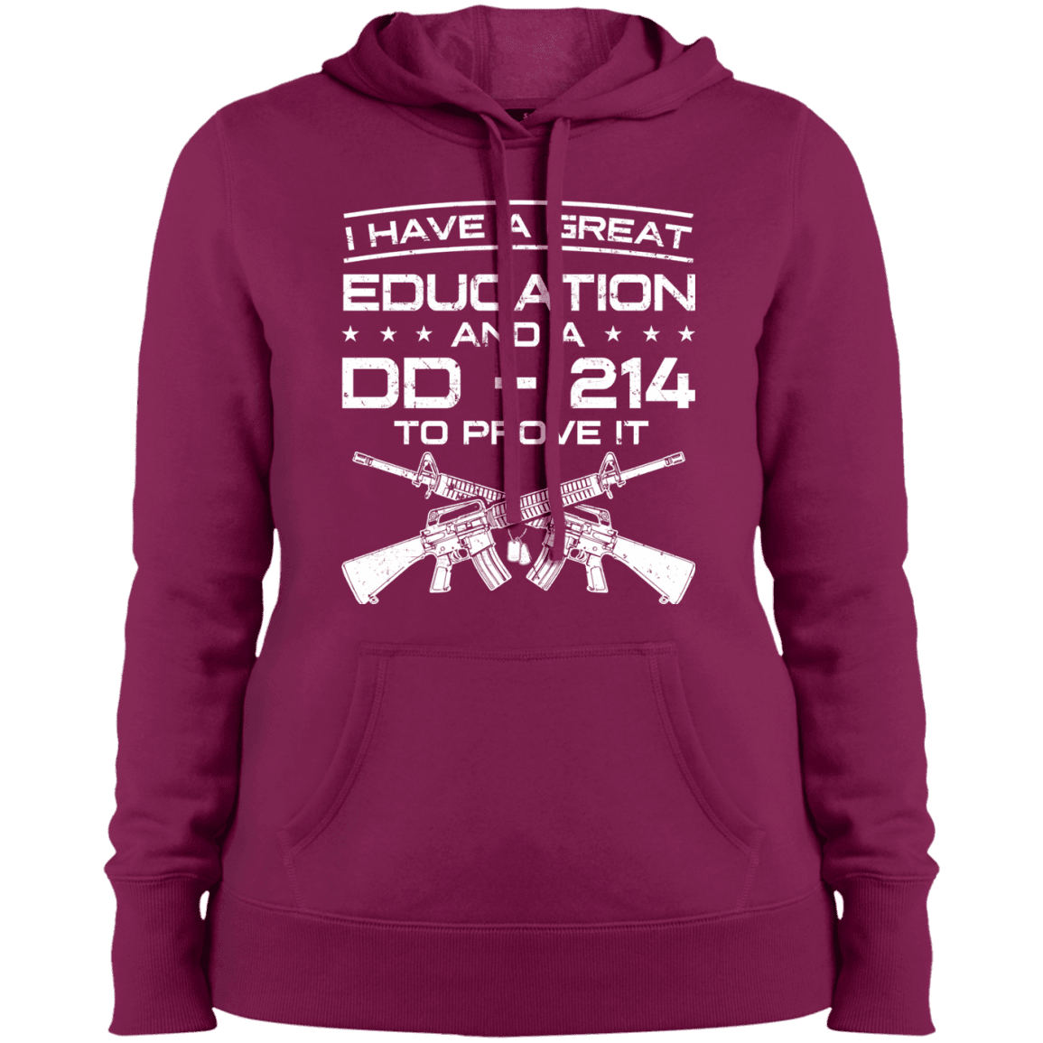 Military T-Shirt "I Have A Great Education And A DD 214 To Prove It - Women" Front-TShirt-General-Veterans Nation