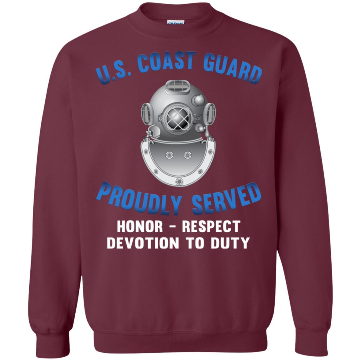 US Coast Guard Diver ND Logo Proudly Served T-Shirt For Men On Front-TShirt-USCG-Veterans Nation