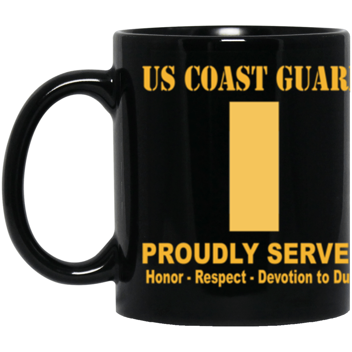 USCG O-1 Ensign O1 ENS Junior Officer Ranks Proudly Served Core Values 11 oz. Black Mug-Drinkware-Veterans Nation