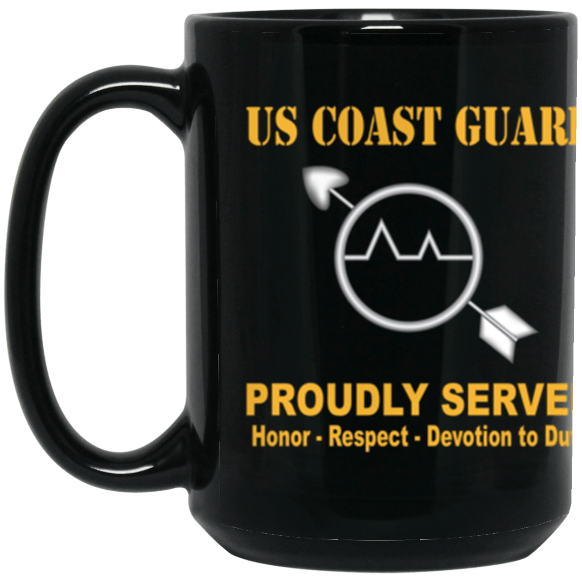 USCG Operations Specialist OS Logo Proudly Served Core Values 15 oz. Black Mug-Drinkware-Veterans Nation