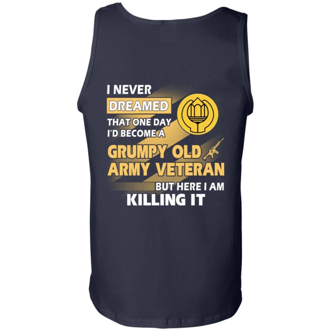 US Army T-Shirt "Chaplain Assistant Grumpy Old Veteran" On Back-TShirt-Army-Veterans Nation