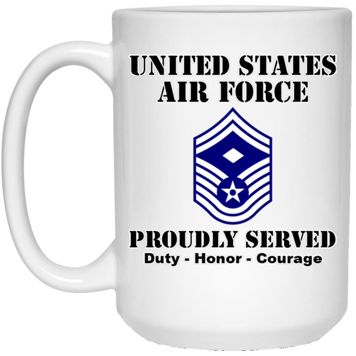 US Air Force E-8 First Sergeant Ranks White Coffee Mug - Stainless Travel Mug-Mug-USAF-Ranks-Veterans Nation