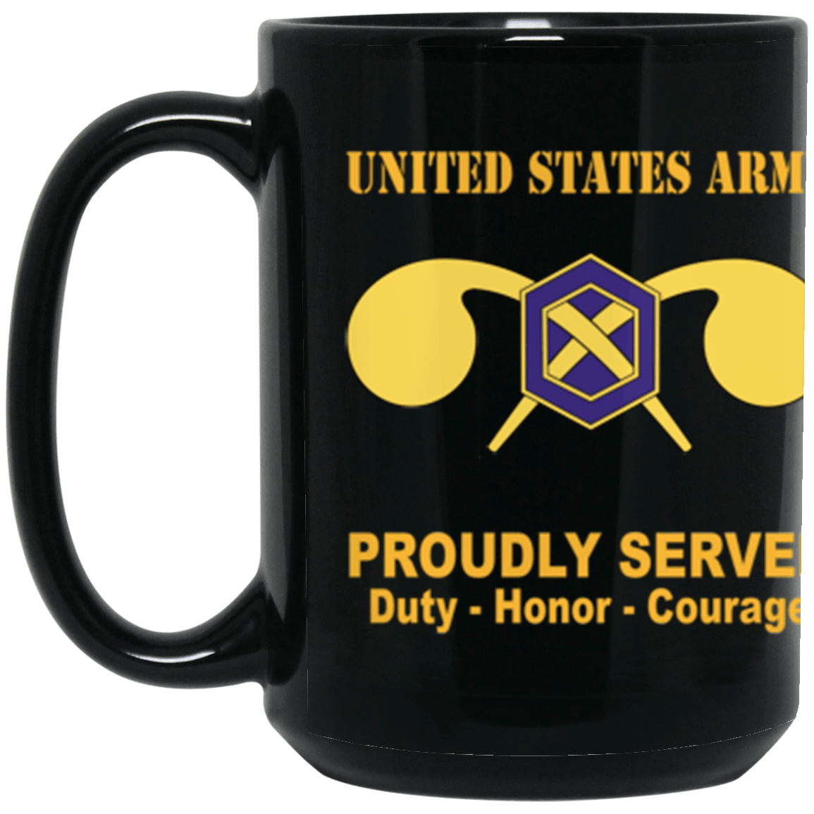 US Army Chemical Corps Proudly Served Core Values 15 oz. Black Mug-Drinkware-Veterans Nation