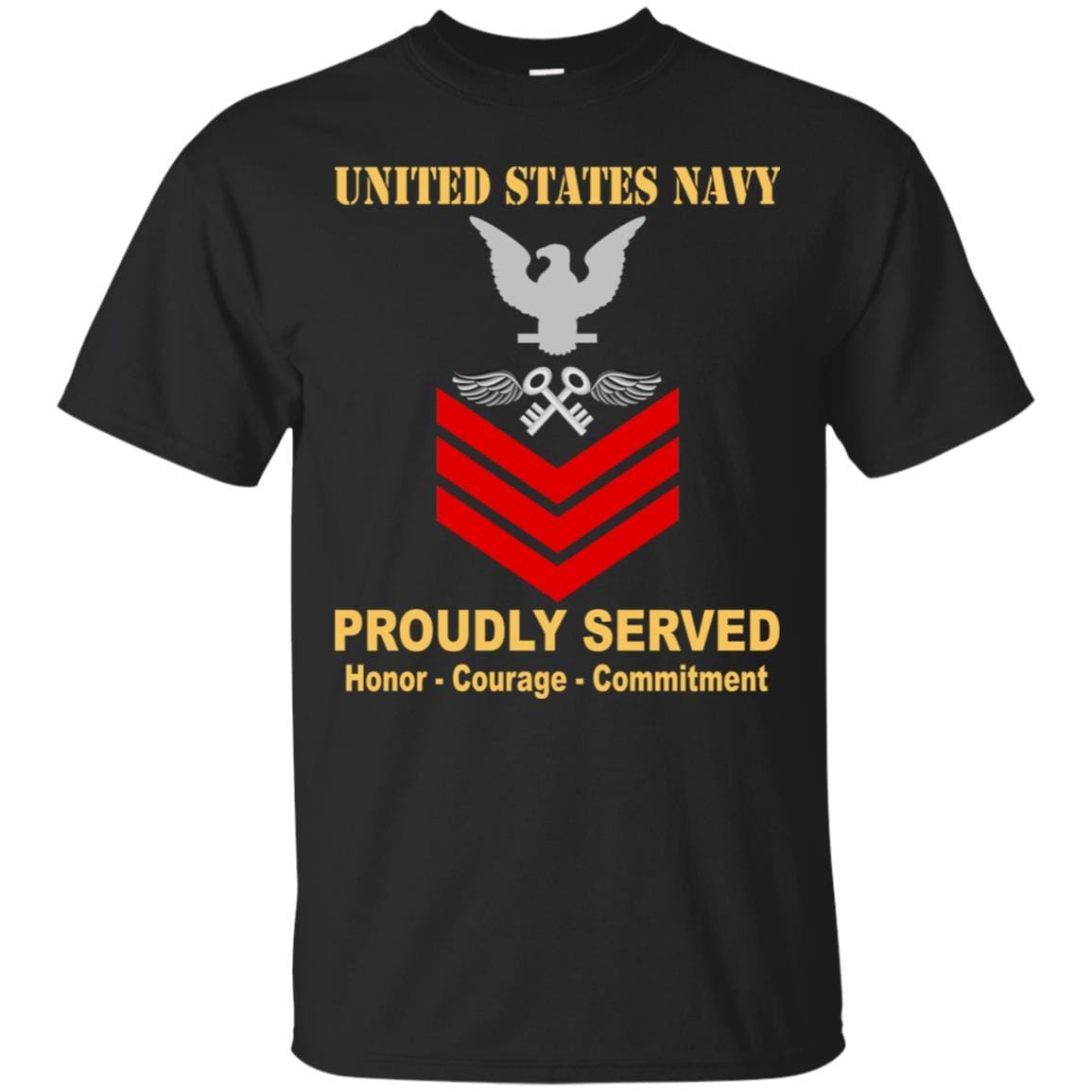Navy Aviation Storekeeper Navy AK E-6 Rating Badges Proudly Served T-Shirt For Men On Front-TShirt-Navy-Veterans Nation
