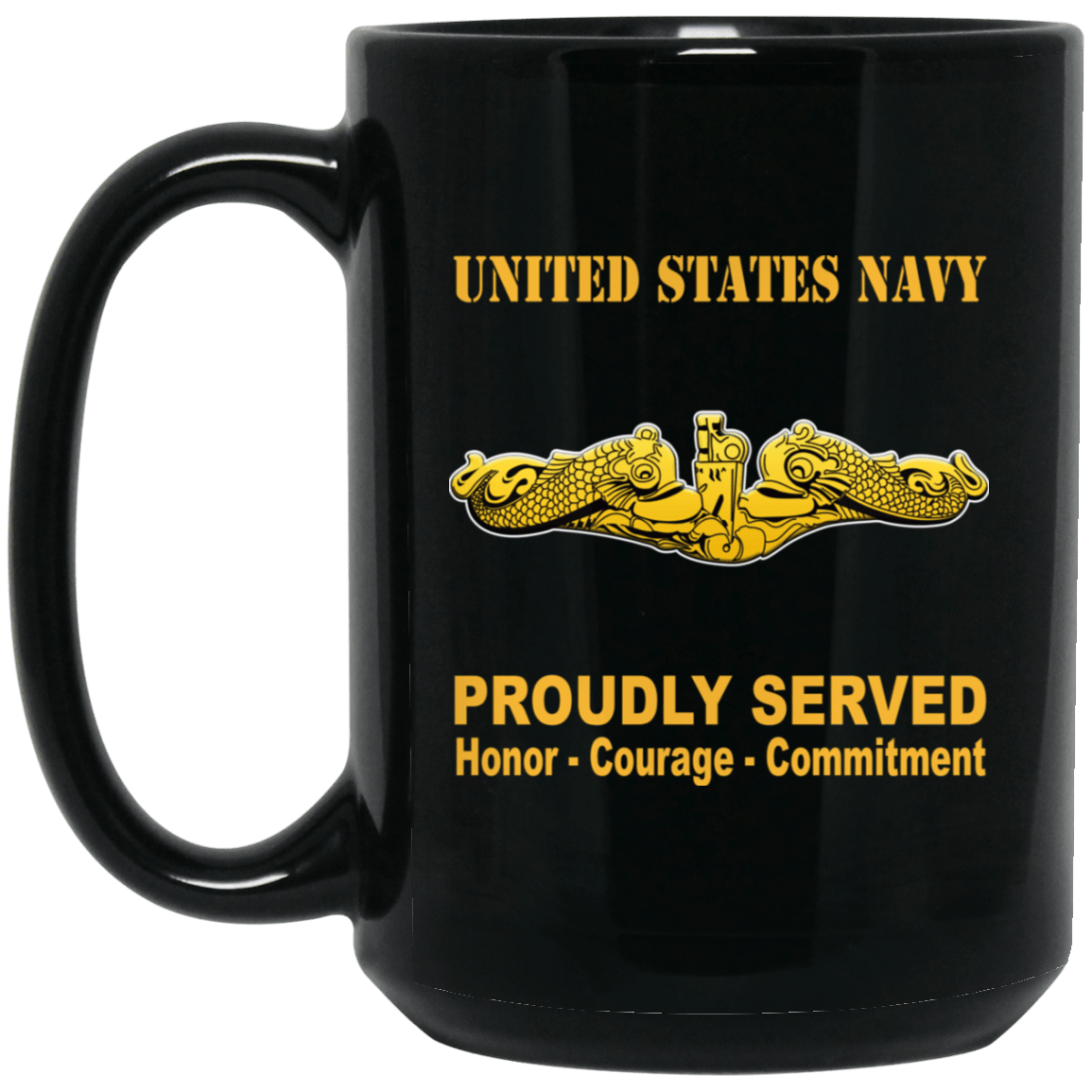 US Navy Submarine Warfare Officer Badge 11 oz - 15 oz Black Mug-Mug-Navy-Badge-Veterans Nation