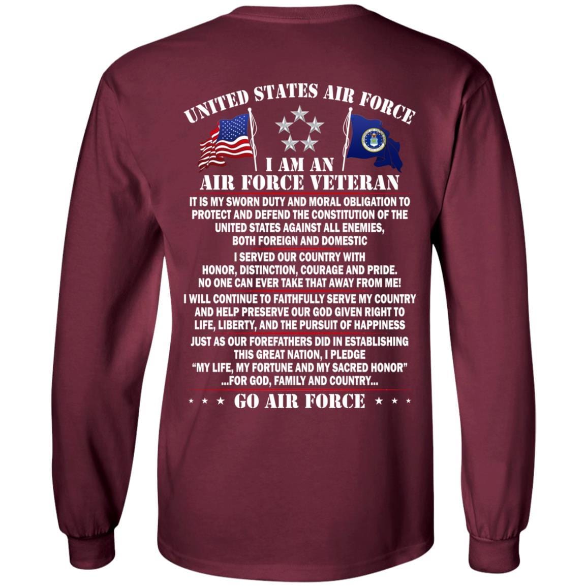 US Air Force O-10 General of the Air Force GAF O10 General Officer Ranks - Go Air Force T-Shirt On Back-TShirt-USAF-Veterans Nation