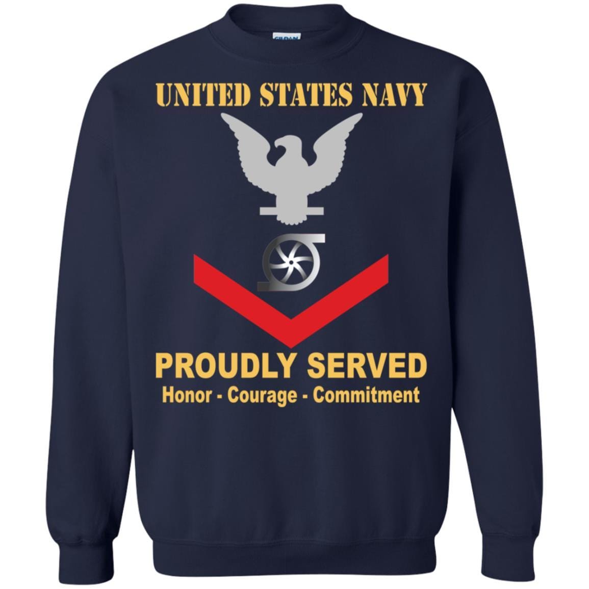 Navy Gas Turbine Systems Technician Navy GS E-4 Rating Badges Proudly Served T-Shirt For Men On Front-TShirt-Navy-Veterans Nation