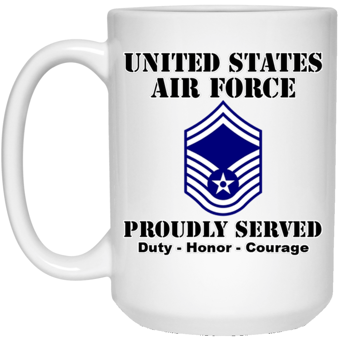 US Air Force E-8 Senior Master Sergeant SMSgt E8 Noncommissioned Officer Ranks White Coffee Mug - Stainless Travel Mug-Mug-USAF-Ranks-Veterans Nation