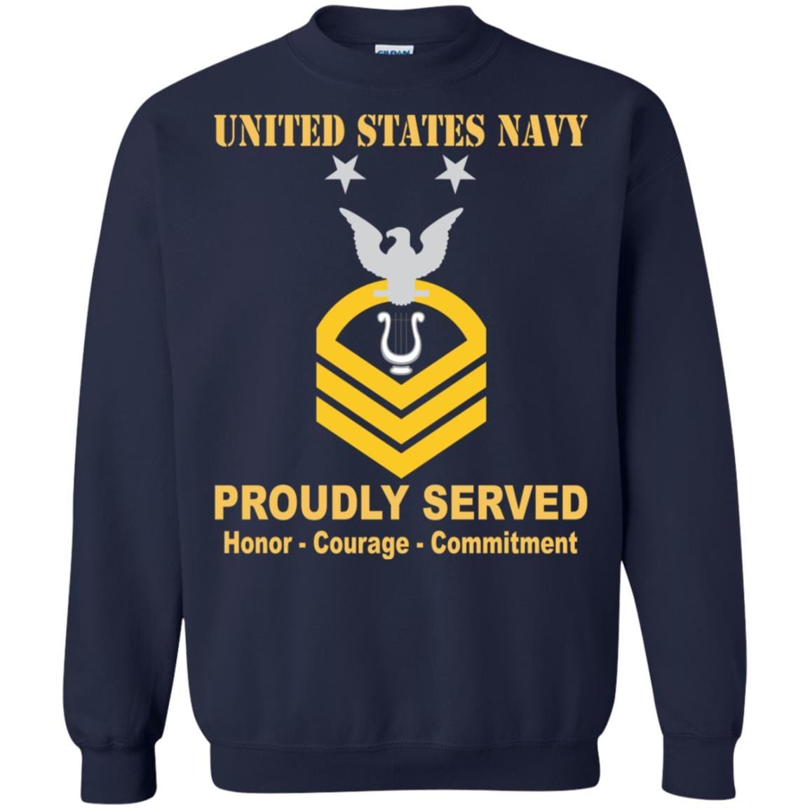 Navy Musician Navy MU E-9 Rating Badges Proudly Served T-Shirt For Men On Front-TShirt-Navy-Veterans Nation