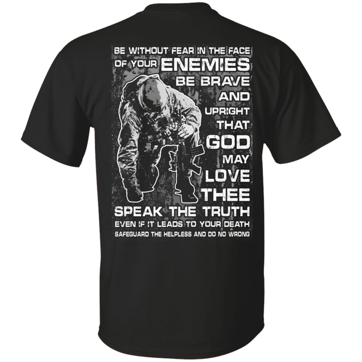 Military T-Shirt "Be without Fear in The Face" Men Back-TShirt-General-Veterans Nation