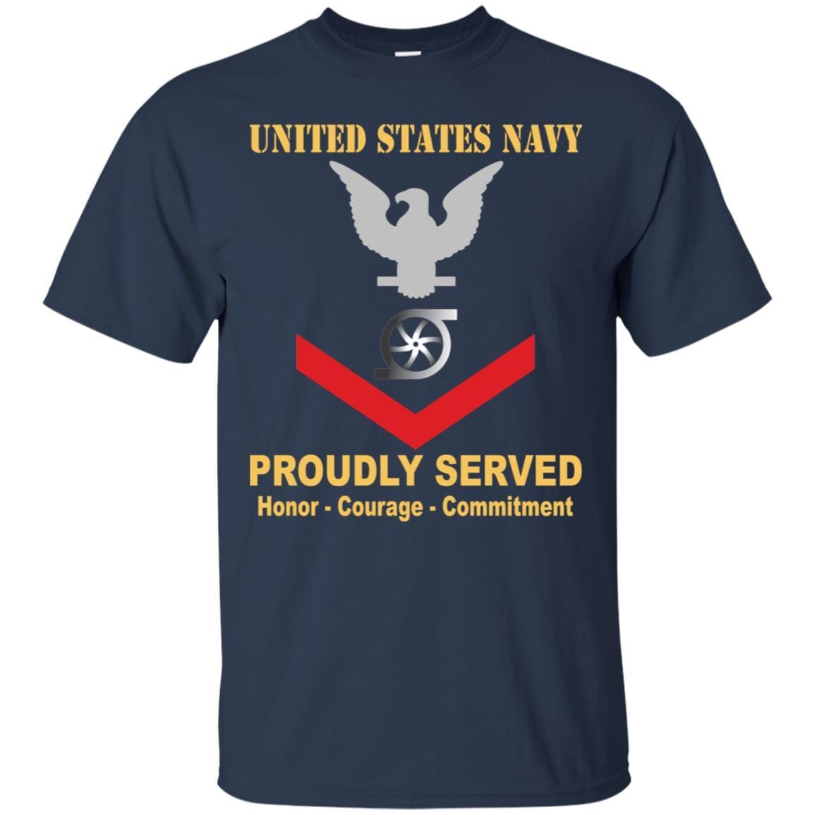 Navy Gas Turbine Systems Technician Navy GS E-4 Rating Badges Proudly Served T-Shirt For Men On Front-TShirt-Navy-Veterans Nation