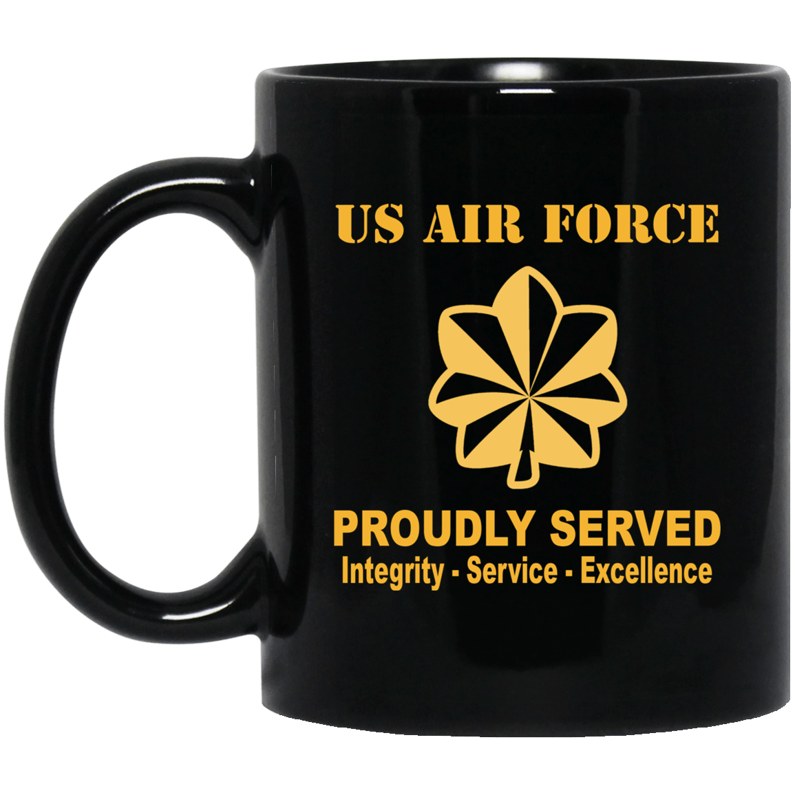 US Air Force O-4 Major Maj O4 Field Officer Ranks Proudly Served Black Mug 11 oz - 15 oz-Mug-USAF-Ranks-Veterans Nation