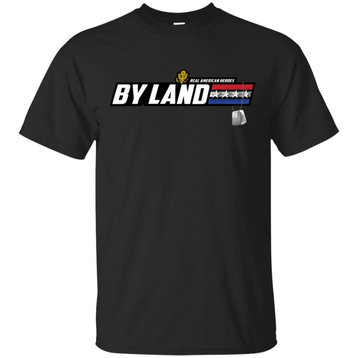 US Army T-Shirt "Real American Heroes By Land" O-10 General(GEN) On Front-TShirt-Army-Veterans Nation