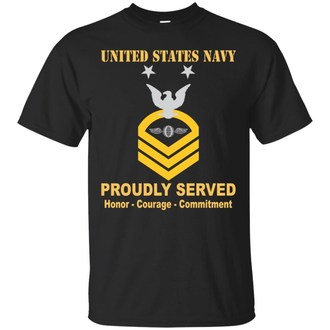 Navy Aviation Electricians Mate Navy AE E-9 Rating Badges Proudly Served T-Shirt For Men On Front-TShirt-Navy-Veterans Nation