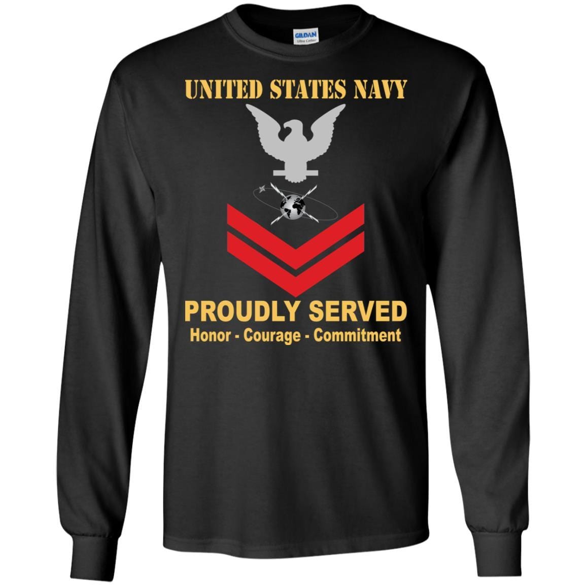 Navy Mass Communications Specialist Navy MC E-5 Rating Badges Proudly Served T-Shirt For Men On Front-TShirt-Navy-Veterans Nation