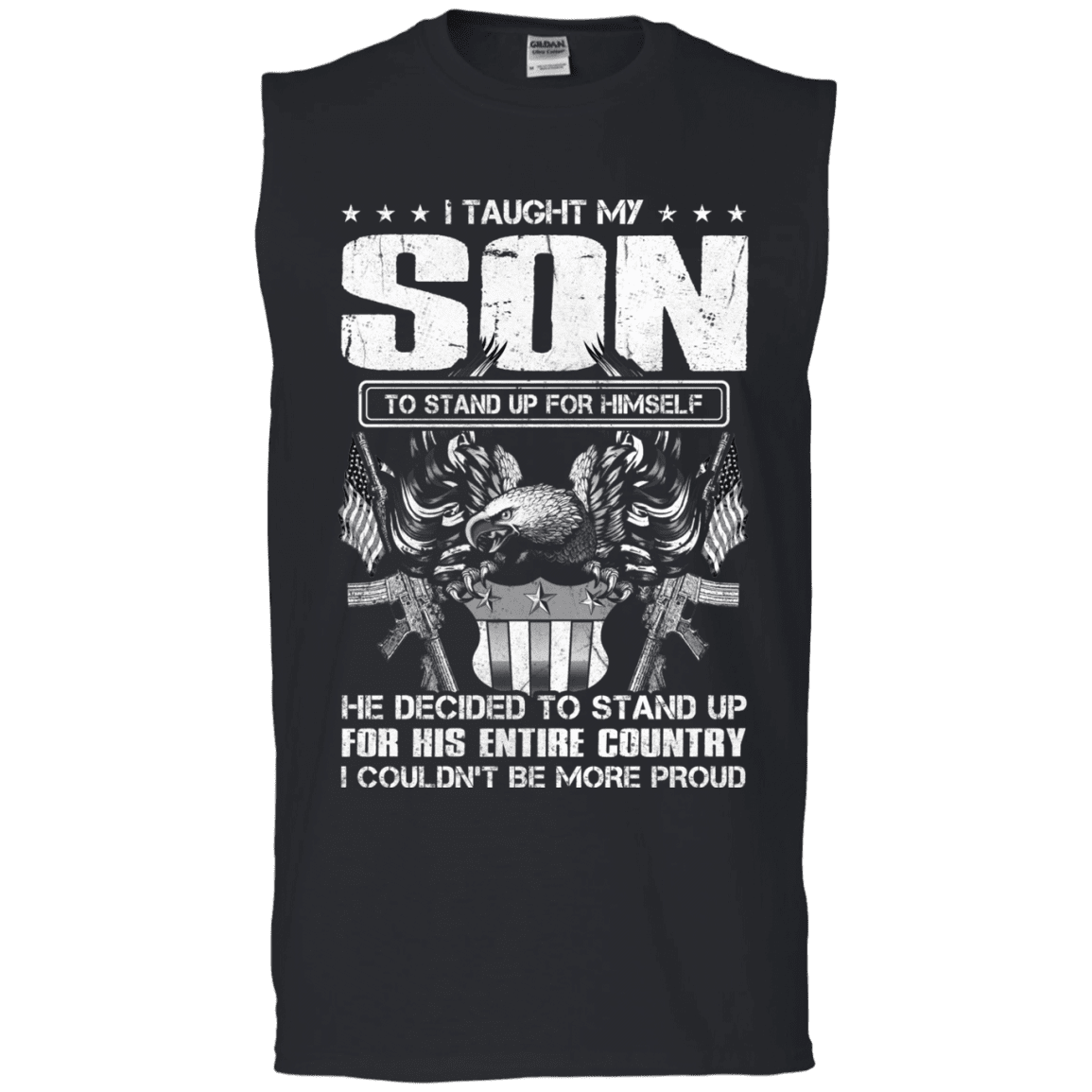 Military T-Shirt "Taught Son Stand up for Country Men" Front-TShirt-General-Veterans Nation
