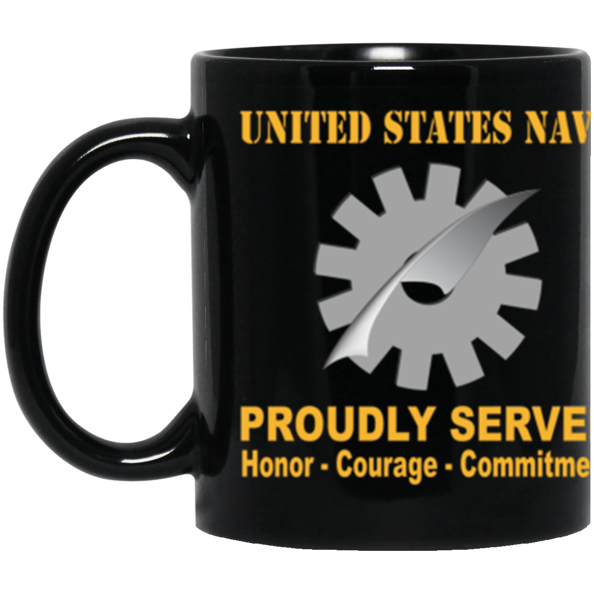US Navy Navy Data Processing Technician Navy DP Proudly Served Core Values 11 oz. Black Mug-Drinkware-Veterans Nation