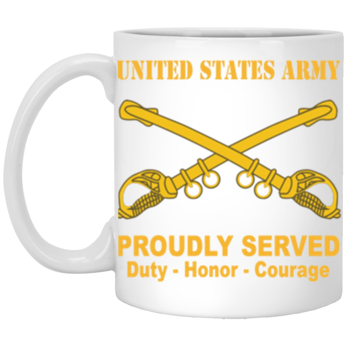 US Army Cavalry Proudly Served Core Values 11 oz. White Mug-Drinkware-Veterans Nation