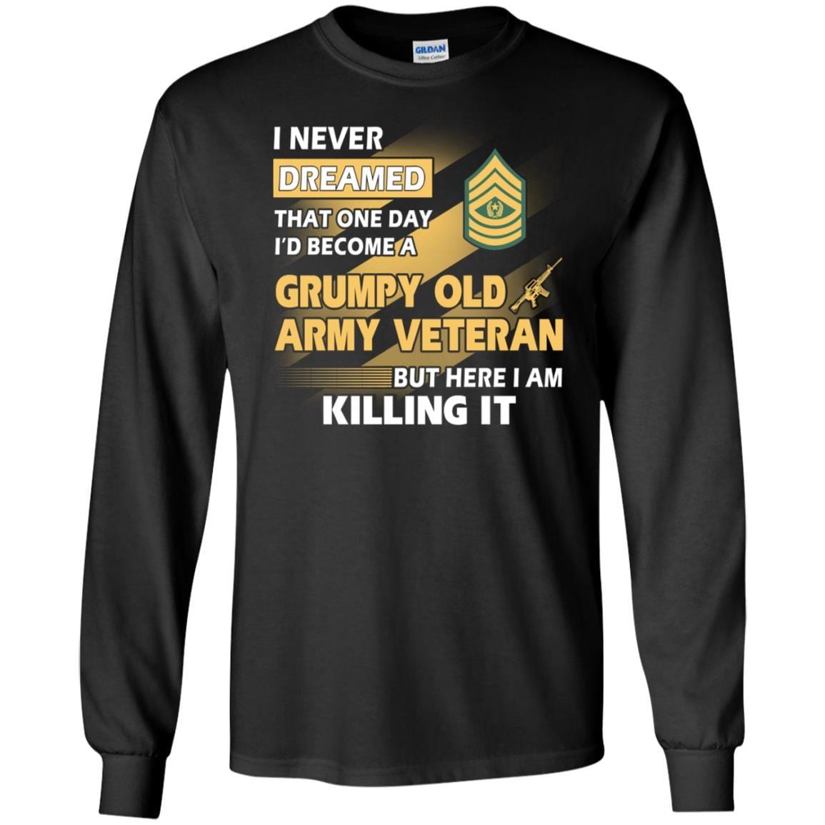 US Army T-Shirt "Grumpy Old Veteran" E-9 Command Sergeant Major(CSM) On Front-TShirt-Army-Veterans Nation