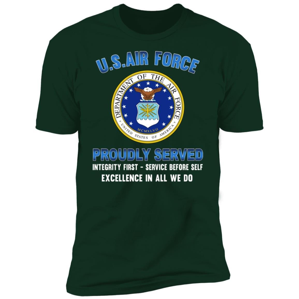 US Air Force T-Shirt Eagle Logo Proudly Served NL3600 Next Level Premium Short Sleeve-T-Shirts-Veterans Nation