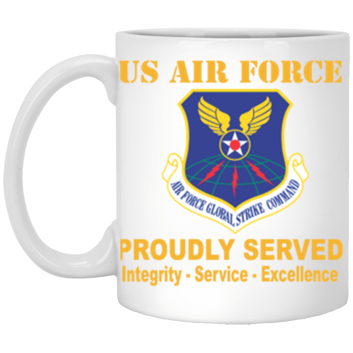 US Air Force Air Force Global Strike Command Proudly Served Core Values 11 oz. White Mug-Drinkware-Veterans Nation