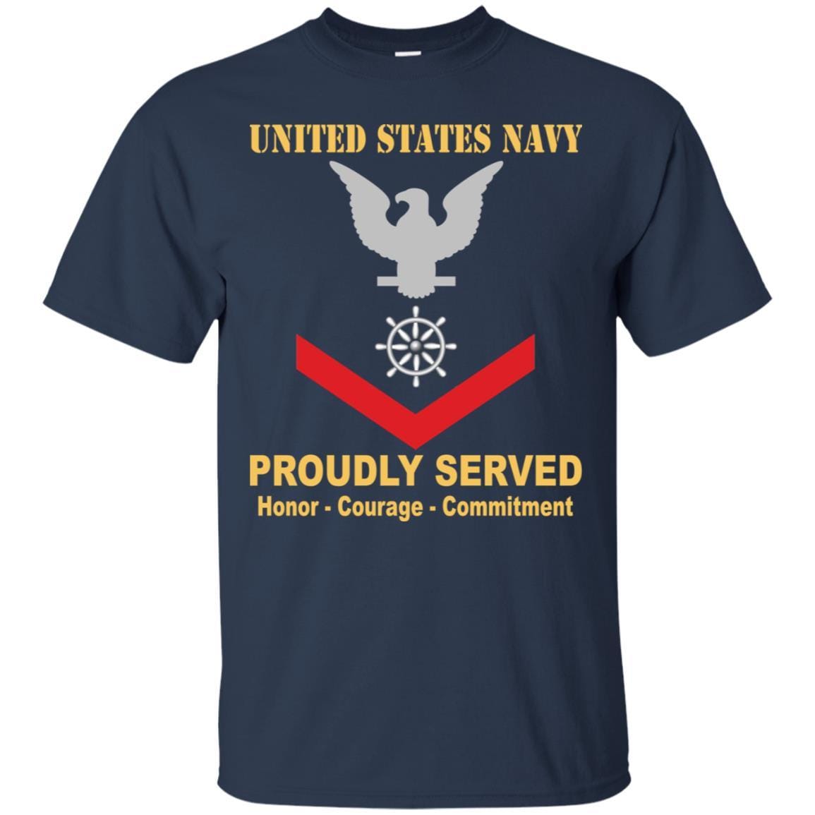 Navy Quartermaster Navy QM E-4 Rating Badges Proudly Served T-Shirt For Men On Front-TShirt-Navy-Veterans Nation