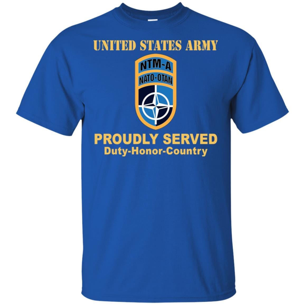 US ARMY CSIB NATO TRAINING MISSION AFGHANISTAN- Proudly Served T-Shirt On Front For Men-TShirt-Army-Veterans Nation