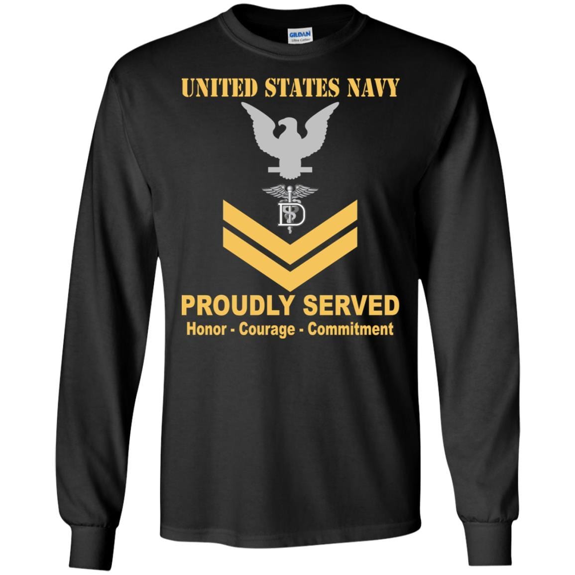Navy Dental Technician Navy DT E-5 Rating Badges Proudly Served T-Shirt For Men On Front-TShirt-Navy-Veterans Nation
