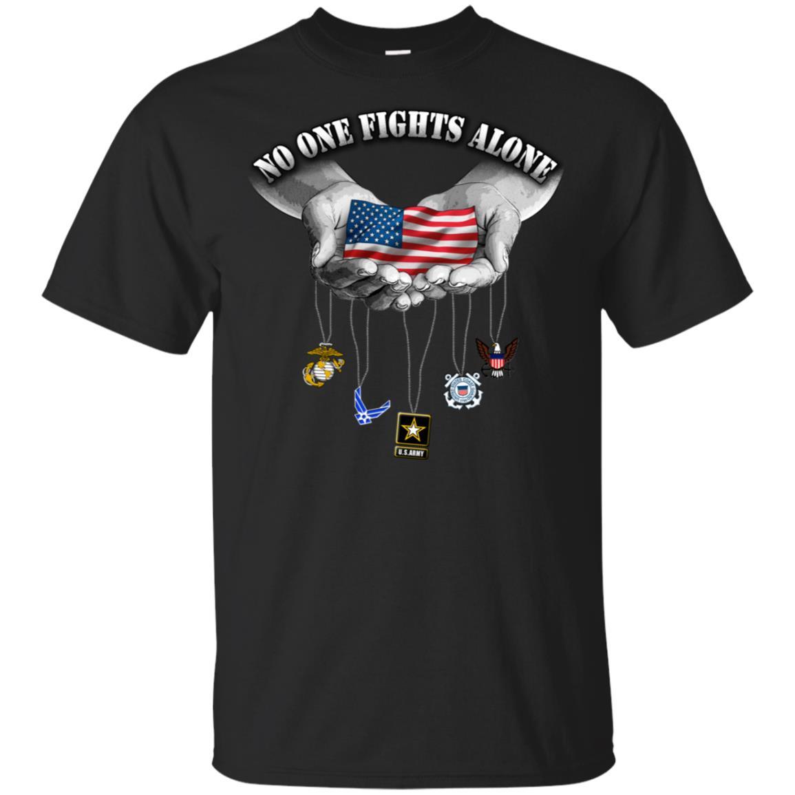 Military T-Shirt "US Arms Force No One Fights Alone On" Front-TShirt-General-Veterans Nation