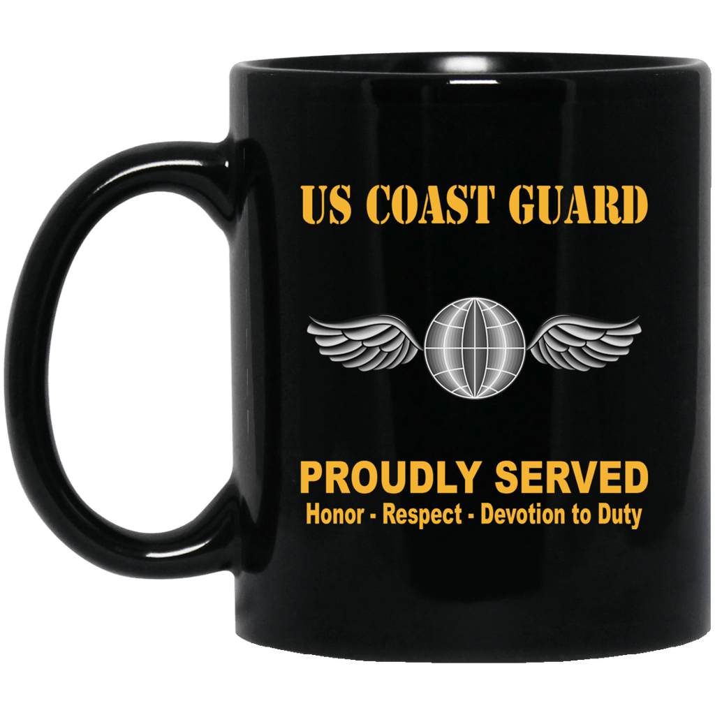 US Coast Guard Aviation Electricians Mate AE Logo Proudly Served Black Mug 11 oz - 15 oz-Mug-USCG-Rate-Veterans Nation