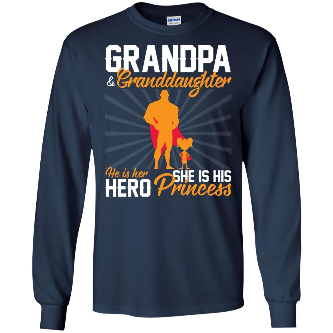 Military T-Shirt "Grandpa & granddaughter he is her hero she is his princess On" Front-TShirt-General-Veterans Nation