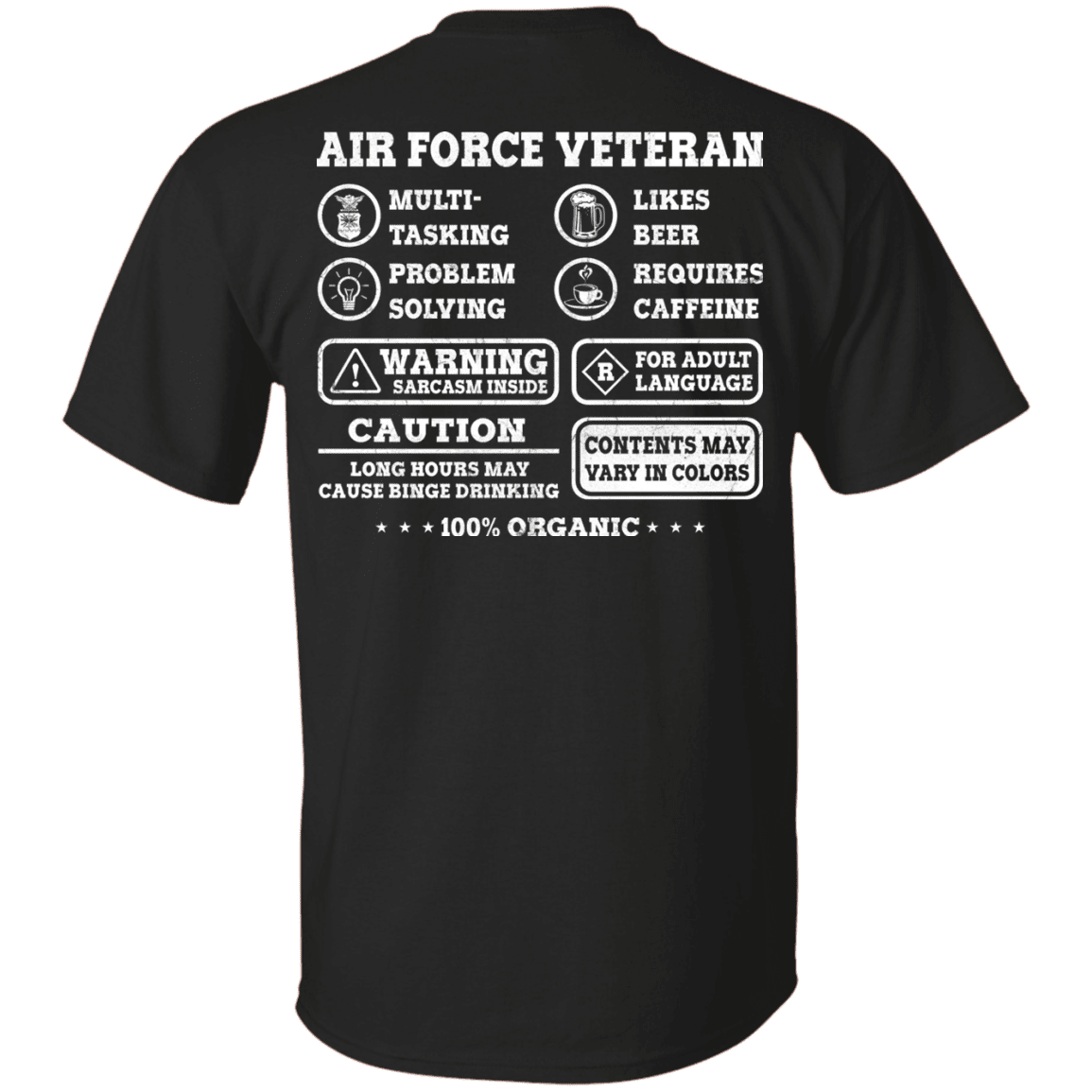 Air Force Veteran Multitasking Sarcasm Men Back T Shirts-TShirt-USAF-Veterans Nation