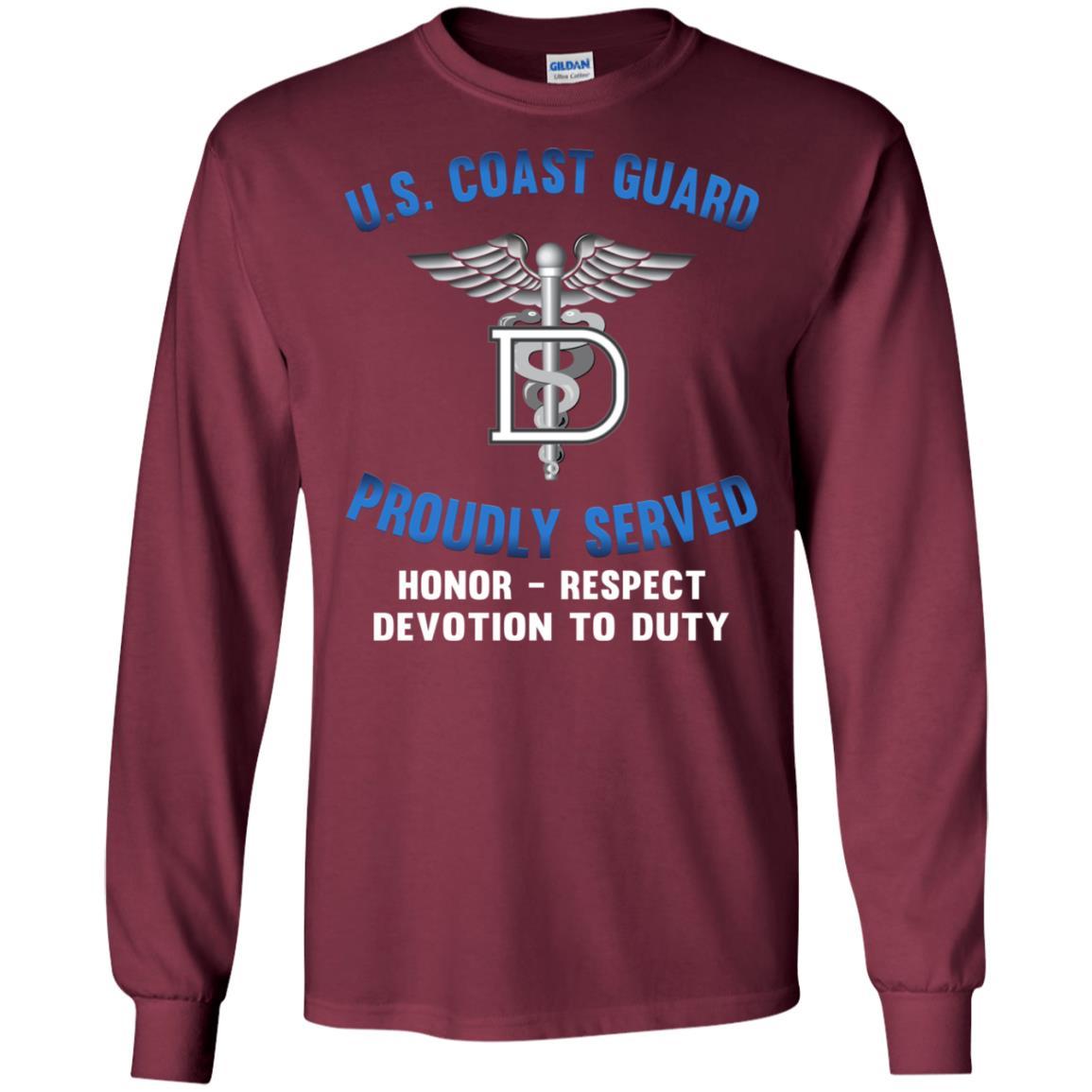US Coast Guard Dental Technician DT Logo Proudly Served T-Shirt For Men On Front-TShirt-USCG-Veterans Nation