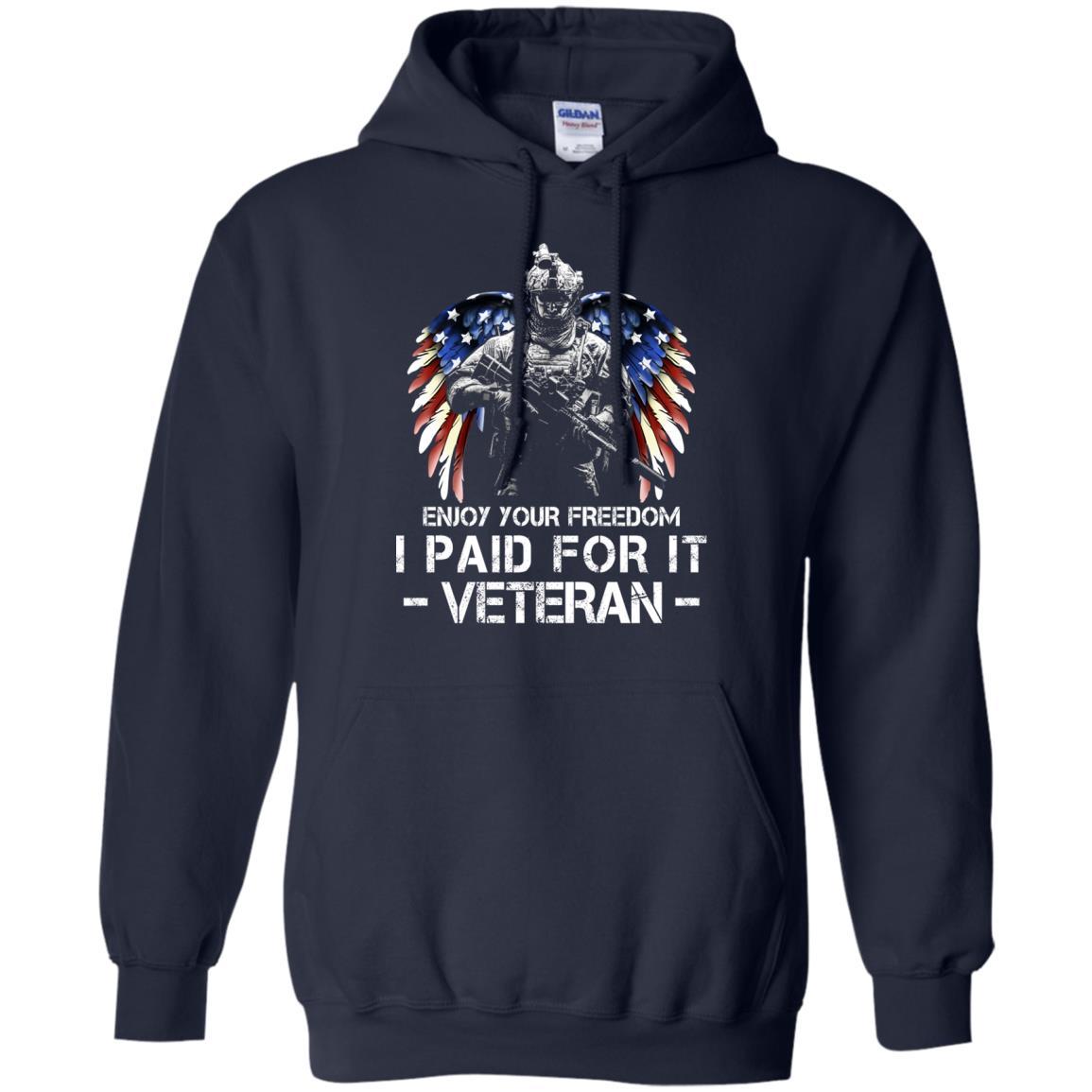 Military T-Shirt "Enjoy Your Freedom - I Paid For It Veteran Men On" Front-TShirt-General-Veterans Nation
