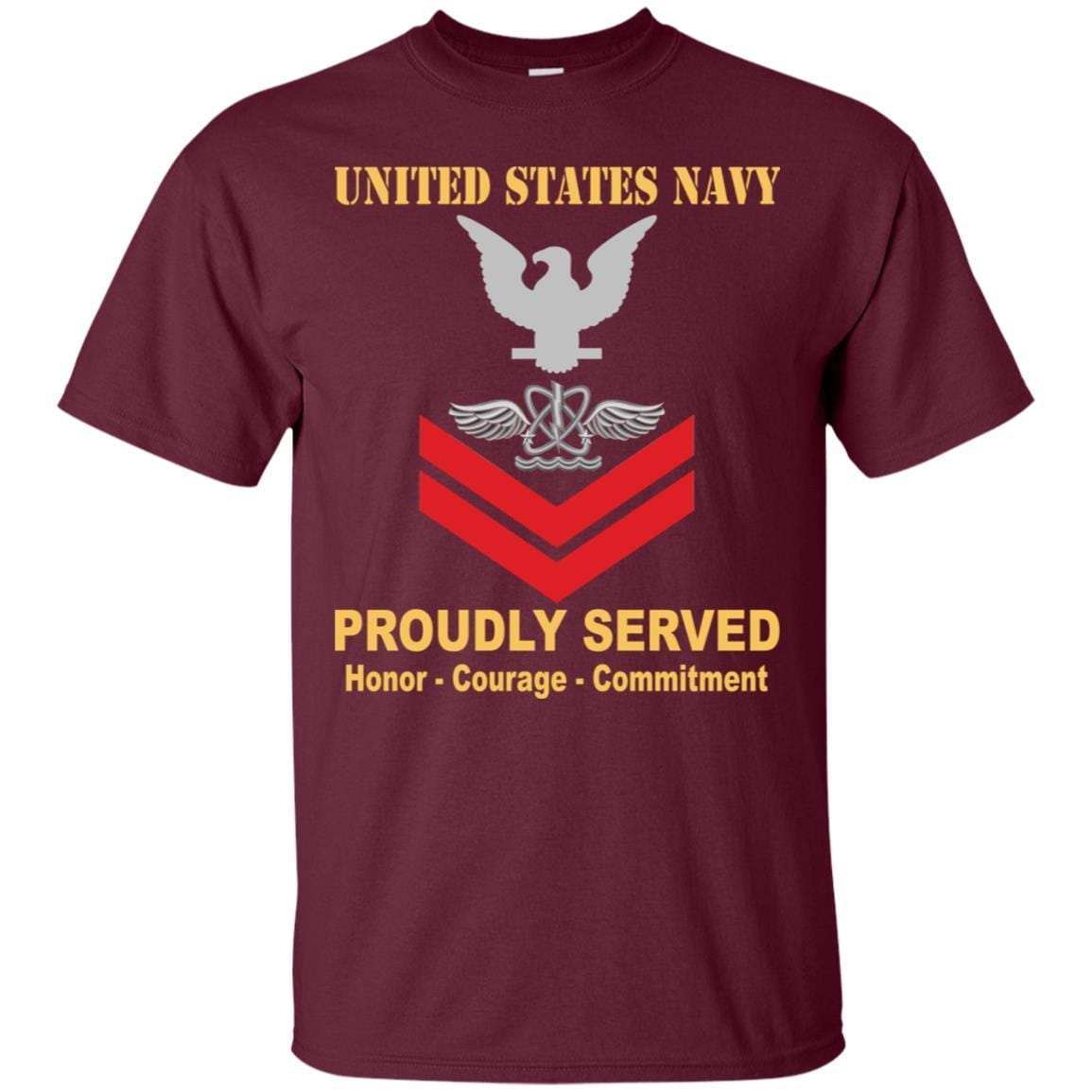 U.S Navy Naval aircrewman Navy AW E-5 Rating Badges Proudly Served T-Shirt For Men On Front-TShirt-Navy-Veterans Nation