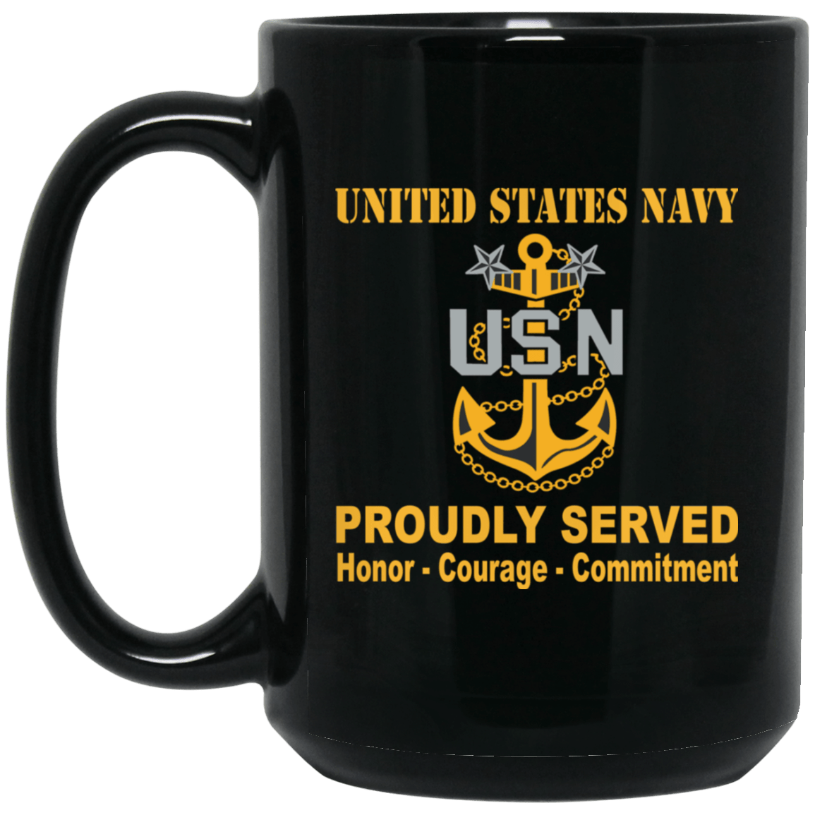 US Navy E-9 Master Chief Petty Officer E9 MCPO Collar Device Black Mug 11 oz - 15 oz-Mug-Navy-Collar-Veterans Nation
