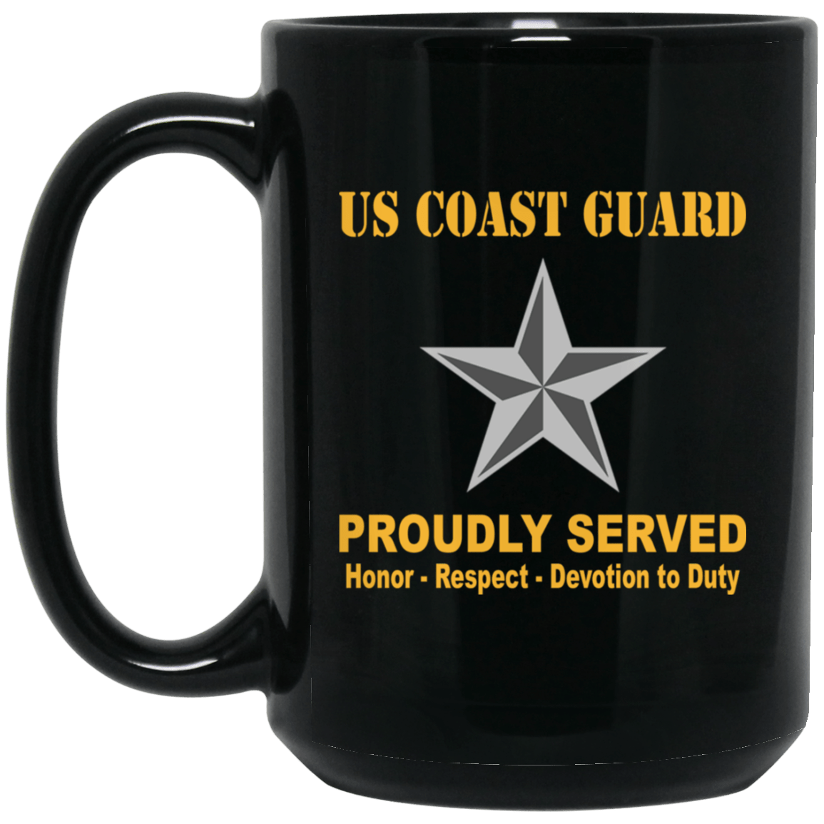 US Coast Guard O-7 Rear Admiral Lower Half O7 DRML Flag Officer Ranks Proudly Served Black Mug 11 oz - 15 oz-Mug-USCG-Officer-Veterans Nation