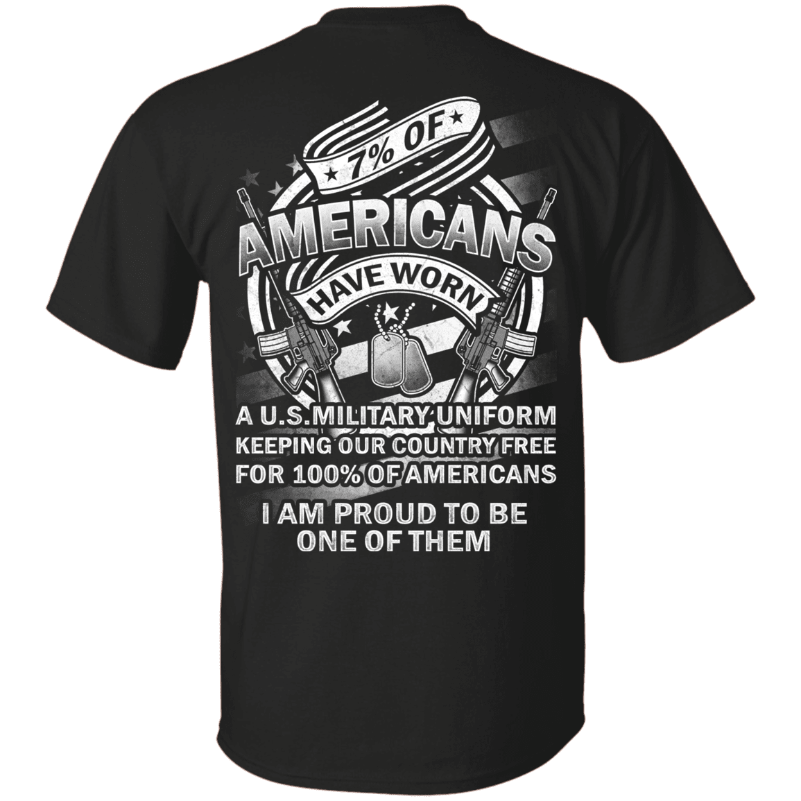 Military T-Shirt "7% of Americans Have Worn Proud To Be one of Them" Men Back-TShirt-General-Veterans Nation