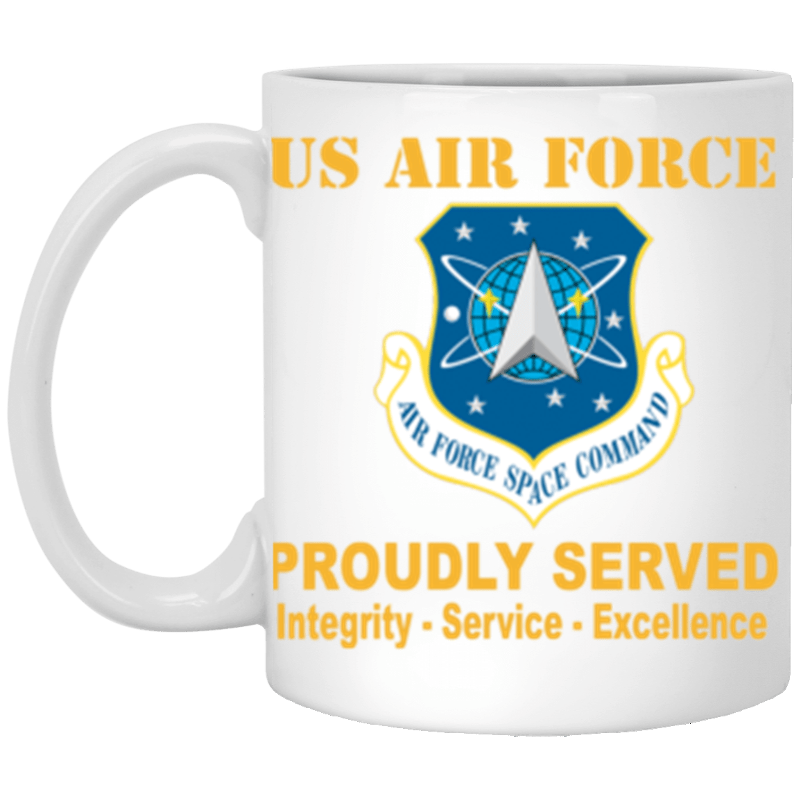 US Air Force Space Command Proudly Served Core Values 11 oz. White Mug-Drinkware-Veterans Nation