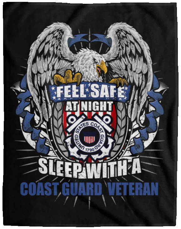 Feel Safe At Night Sleep With A Coast Guard Veteran Cozy Plush Fleece Blanket - 60x80-Blankets-USCG-Logo-Veterans Nation