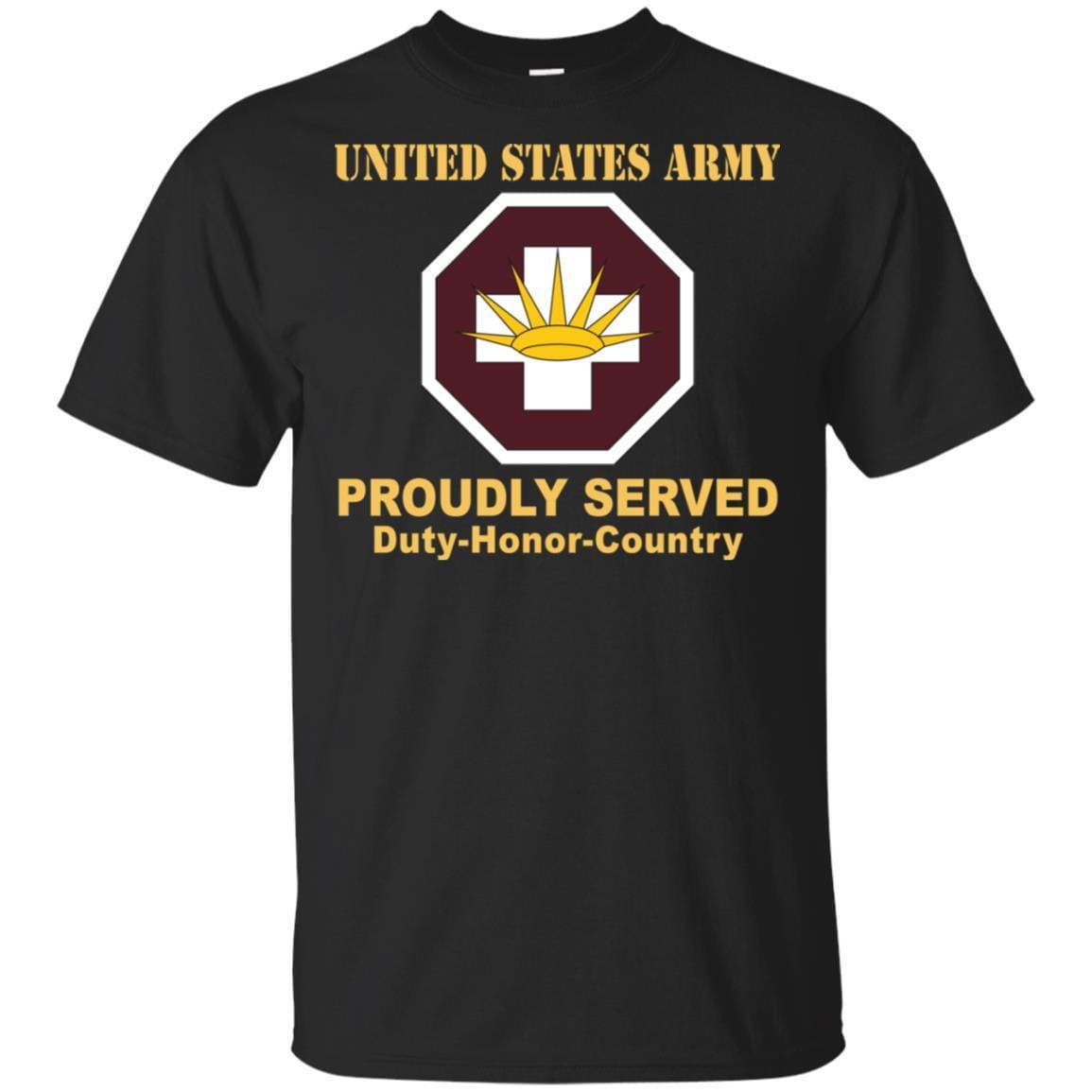 US ARMY 8TH MEDICAL BRIGADE- Proudly Served T-Shirt On Front For Men-TShirt-Army-Veterans Nation