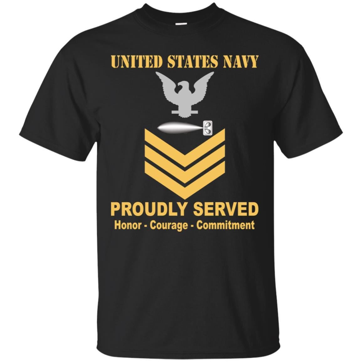U.S Navy Torpedoman's mate Navy TM E-6 Rating Badges Proudly Served T-Shirt For Men On Front-TShirt-Navy-Veterans Nation