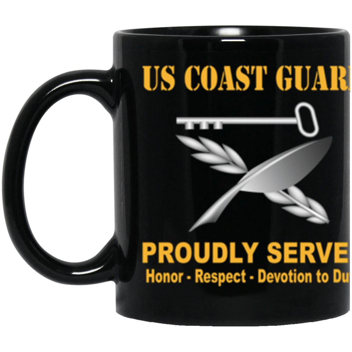 USCG USCG CULINARY SPECIALIST CS Logo Proudly Served Core Values 11 oz. Black Mug-Drinkware-Veterans Nation