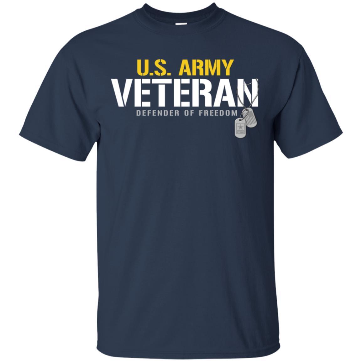 US Army T-Shirt "Veteran Defender Of Freedom" On Front-TShirt-Army-Veterans Nation