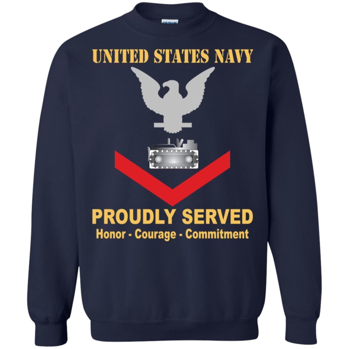 Navy Equipment Operator Navy EO E-4 Rating Badges Proudly Served T-Shirt For Men On Front-TShirt-Navy-Veterans Nation