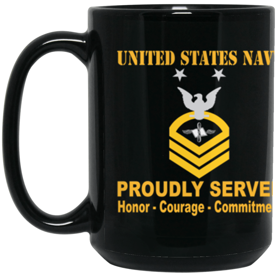 US Navy AZ E-9 15 oz. Black Mug-Drinkware-Veterans Nation