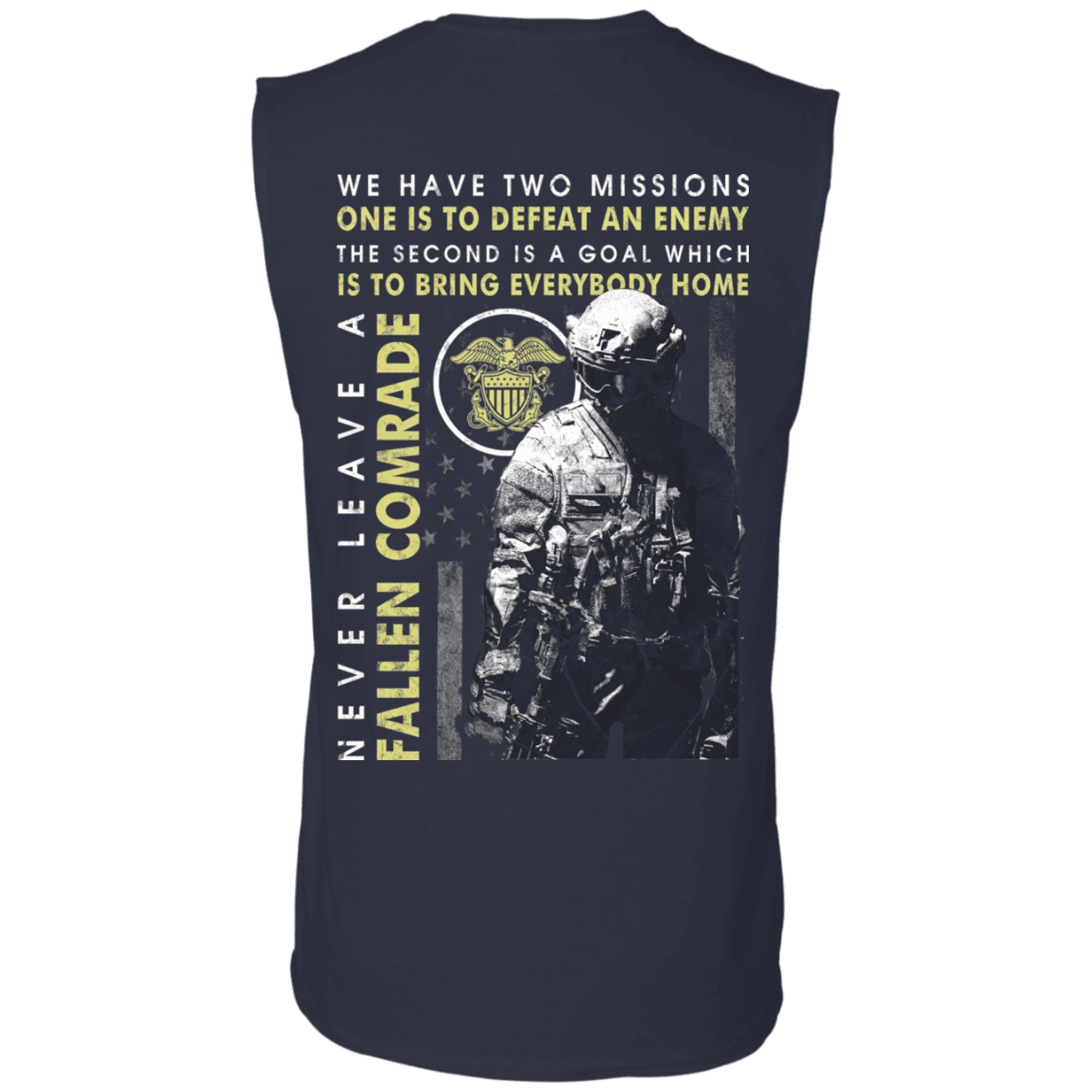 Never Leave A Fallen Comrade Navy Men Back T Shirts-TShirt-Navy-Veterans Nation
